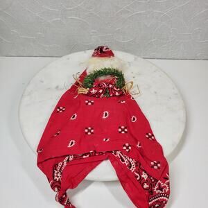 VINTAGE Bandana Santa  17" Tall Rustic Ornament Christmas Hand Made